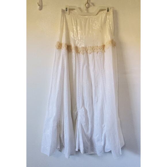 Spencer Alexis 2pc Skirt Set Womens 1X Ivory Floral Lace Sleeveless Maxi Wedding - Picture 14 of 16